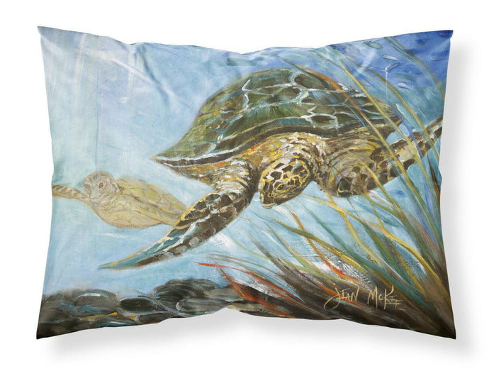 Loggerhead Sea Turtle Fabric Standard Pillowcase – Artistic Decorative Front, White Back JMK1118PILLOWCASE
