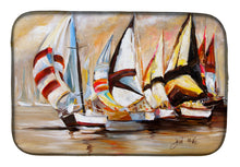 Load image into Gallery viewer, Boat Binge Sailboats Dish Drying Mat – Absorbent, Artistic Kitchen Essentials JMK1136DDM