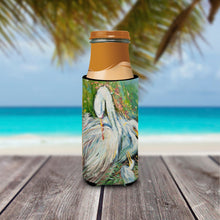 Load image into Gallery viewer, White Egret in the Rain Slim Can Hugger – Fun &amp; Functional Drink Coolers JMK1139MUK