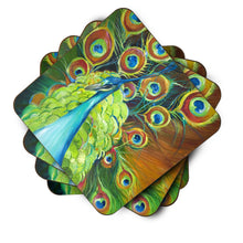Load image into Gallery viewer, Peacock Coasters - Set of 4 Lightweight Foam, Absorbent Drink Coasters JMK1209FC
