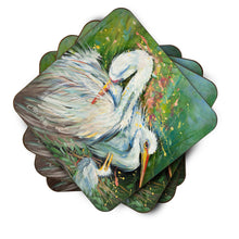 Load image into Gallery viewer, White Egret in the rain Coasters - Set of 4 Lightweight Foam, Absorbent Drink Coasters JMK1210FC