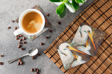 Load image into Gallery viewer, White Egret feeding baby Coasters - Set of 4 Lightweight Foam, Absorbent Drink Coasters JMK1211FC