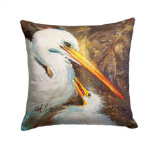 Load image into Gallery viewer, White Egret feeding baby Canvas Throw Pillow - 14x14 Decorative Pillow – Art for Your Home &amp; Patio JMK1211PW1414