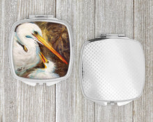 Load image into Gallery viewer, White Egret feeding baby Compact Mirror – Stylish Purse Mirror with Artistic Covers JMK1211SCM