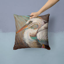 Load image into Gallery viewer, White Egret Canvas Throw Pillow - 14x14 Decorative Pillow – Art for Your Home &amp; Patio JMK1212PW1414