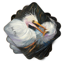 Load image into Gallery viewer, White Egret Coasters - Set of 4 Lightweight Foam, Absorbent Drink Coasters JMK1213FC
