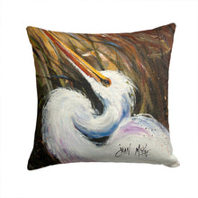 Load image into Gallery viewer, White Egret Canvas Throw Pillow - 14x14 Decorative Pillow – Art for Your Home &amp; Patio JMK1214PW1414