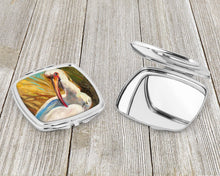 Load image into Gallery viewer, White Ibis Compact Mirror – Stylish Purse Mirror with Artistic Covers JMK1222SCM