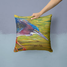 Load image into Gallery viewer, Green Heron Canvas Throw Pillow - 14x14 Decorative Pillow – Art for Your Home &amp; Patio JMK1226PW1414