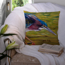 Load image into Gallery viewer, Green Heron Canvas Throw Pillow - 14x14 Decorative Pillow – Art for Your Home &amp; Patio JMK1226PW1414