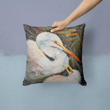 Load image into Gallery viewer, White Egret Canvas Throw Pillow - 14x14 Decorative Pillow – Art for Your Home &amp; Patio JMK1227PW1414