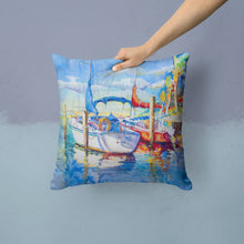 Load image into Gallery viewer, Towering Q Sailboats Canvas Throw Pillow - 14x14 Decorative Pillow – Art for Your Home &amp; Patio JMK1230PW1414