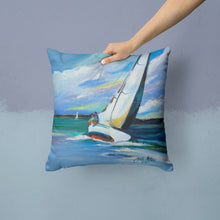 Load image into Gallery viewer, Two and a Sailboat Canvas Throw Pillow - 14x14 Decorative Pillow – Art for Your Home &amp; Patio JMK1232PW1414
