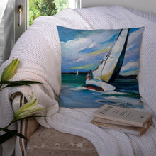 Load image into Gallery viewer, Two and a Sailboat Canvas Throw Pillow - 14x14 Decorative Pillow – Art for Your Home &amp; Patio JMK1232PW1414