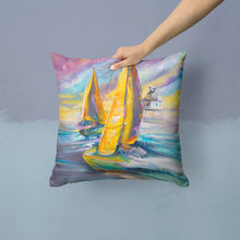 Load image into Gallery viewer, Middle Bay Lighthouse Sailboats Canvas Throw Pillow - 14x14 Decorative Pillow – Art for Your Home &amp; Patio JMK1234PW1414