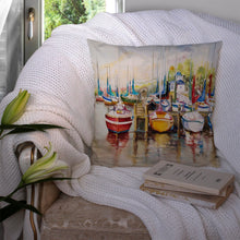 Load image into Gallery viewer, Paradise Sailboats Canvas Throw Pillow - 14x14 Decorative Pillow – Art for Your Home &amp; Patio JMK1235PW1414