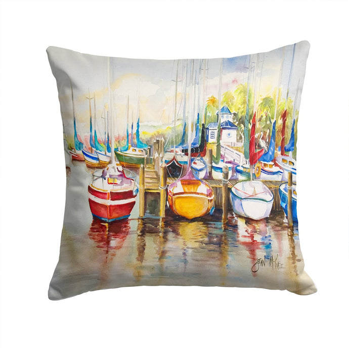 Paradise Sailboats Canvas Throw Pillow - 14x14 Decorative Pillow – Art for Your Home & Patio JMK1235PW1414