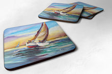 Load image into Gallery viewer, Horn Island Boat Race Sailboats Coasters - Set of 4 Lightweight Foam, Absorbent Drink Coasters JMK1237FC