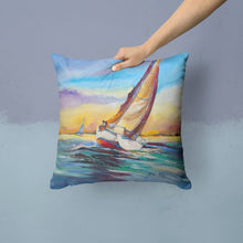Load image into Gallery viewer, Horn Island Boat Race Sailboats Canvas Throw Pillow - 14x14 Decorative Pillow – Art for Your Home &amp; Patio JMK1237PW1414