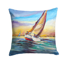 Load image into Gallery viewer, Horn Island Boat Race Sailboats Canvas Throw Pillow - 14x14 Decorative Pillow – Art for Your Home &amp; Patio JMK1237PW1414
