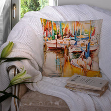 Load image into Gallery viewer, Pelicans and Sailboats Canvas Throw Pillow - 14x14 Decorative Pillow – Art for Your Home &amp; Patio JMK1238PW1414