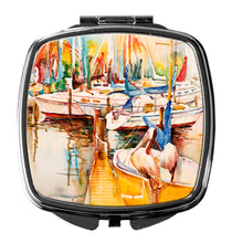 Load image into Gallery viewer, Pelicans and Sailboats Compact Mirror – Stylish Purse Mirror with Artistic Covers JMK1238SCM