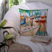 Load image into Gallery viewer, Gazebo and Sailboats Canvas Throw Pillow - 14x14 Decorative Pillow – Art for Your Home &amp; Patio JMK1239PW1414