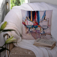 Load image into Gallery viewer, Dry Dock Sailboats Canvas Throw Pillow - 14x14 Decorative Pillow – Art for Your Home &amp; Patio JMK1240PW1414
