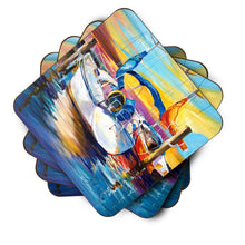 Load image into Gallery viewer, Symmetry again Sailboats Coasters - Set of 4 Lightweight Foam, Absorbent Drink Coasters JMK1243FC
