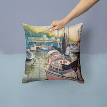 Load image into Gallery viewer, Black Sails Sailboats Canvas Throw Pillow - 14x14 Decorative Pillow – Art for Your Home &amp; Patio JMK1246PW1414