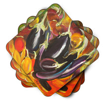 Load image into Gallery viewer, Eggplant Coasters - Set of 4 Lightweight Foam, Absorbent Drink Coasters JMK1260FC