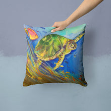Load image into Gallery viewer, Loggerhead Sea Turtle Canvas Throw Pillow - 14x14 Decorative Pillow – Art for Your Home &amp; Patio JMK1262PW1414