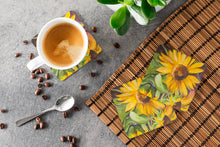 Load image into Gallery viewer, Sunflowers Coasters - Set of 4 Lightweight Foam, Absorbent Drink Coasters JMK1265FC