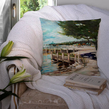 Load image into Gallery viewer, At the Pier Sailboats Canvas Throw Pillow - 14x14 Decorative Pillow – Art for Your Home &amp; Patio JMK1273PW1414