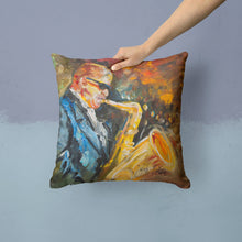 Load image into Gallery viewer, Jazz Sazophone Canvas Throw Pillow - 14x14 Decorative Pillow – Art for Your Home &amp; Patio JMK1277PW1414
