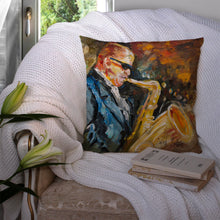 Load image into Gallery viewer, Jazz Sazophone Canvas Throw Pillow - 14x14 Decorative Pillow – Art for Your Home &amp; Patio JMK1277PW1414