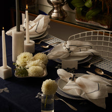 Load image into Gallery viewer, Enamel bow skinny napkin rings, navy, set of four