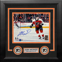 Load image into Gallery viewer, Jamie Drysdale in Action Philadelphia Flyers Autographed 8" x 10" Framed Hockey Photo