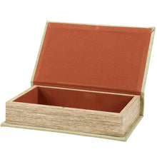 Load image into Gallery viewer, Jane Eyre Gold Floral Book Box | Faux Leather Wrap Book Shaped Storage Stash Trinket Box