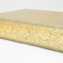 Load image into Gallery viewer, Jane Eyre Gold Floral Book Box | Faux Leather Wrap Book Shaped Storage Stash Trinket Box