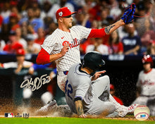 Load image into Gallery viewer, Jeff Hoffman Play at the Plate Philadelphia Phillies Autographed 11" x 14" Baseball Photo