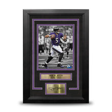 Load image into Gallery viewer, Joe Flacco Spotlight Action Baltimore Ravens 8x10 Framed Football Photo with Engraved Autograph