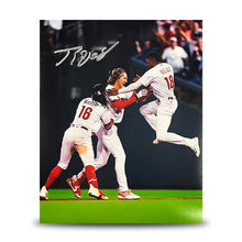 Load image into Gallery viewer, Johan Rojas Celebration Philadelphia Phillies Autographed 16" x 20" Baseball Photo