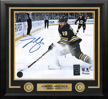 Load image into Gallery viewer, Johnny Beecher in Action Boston Bruins Autographed 16" x 20" Framed Hockey Photo