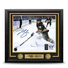 Load image into Gallery viewer, Johnny Beecher in Action Boston Bruins Autographed 16" x 20" Framed Hockey Photo