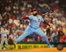 Load image into Gallery viewer, Jose Alvarado Throwback Action Autographed Philadelphia Phillies 8" x 10" Baseball Photo