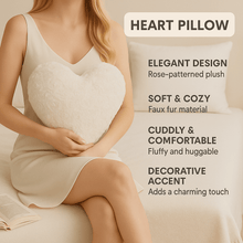 Load image into Gallery viewer, DaDa Bedding White Luxury Roses Romantic Plush Stuffed Heart Throw Pillow - 16” x 14”
