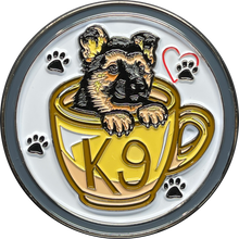 Load image into Gallery viewer, BL14-003 Cute K9 Puppy in coffee mug canine challenge coin police service dog handler