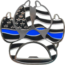 Load image into Gallery viewer, BL15-011 Thin Blue Line Police Canine K9 unit paw bottle opener challenge coin