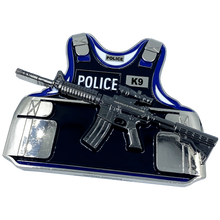 Load image into Gallery viewer, BL16-017 K9 POLICE CANINE OFFICER M4 Body Armor 3D self standing Police Department Challenge Coin thin blue line